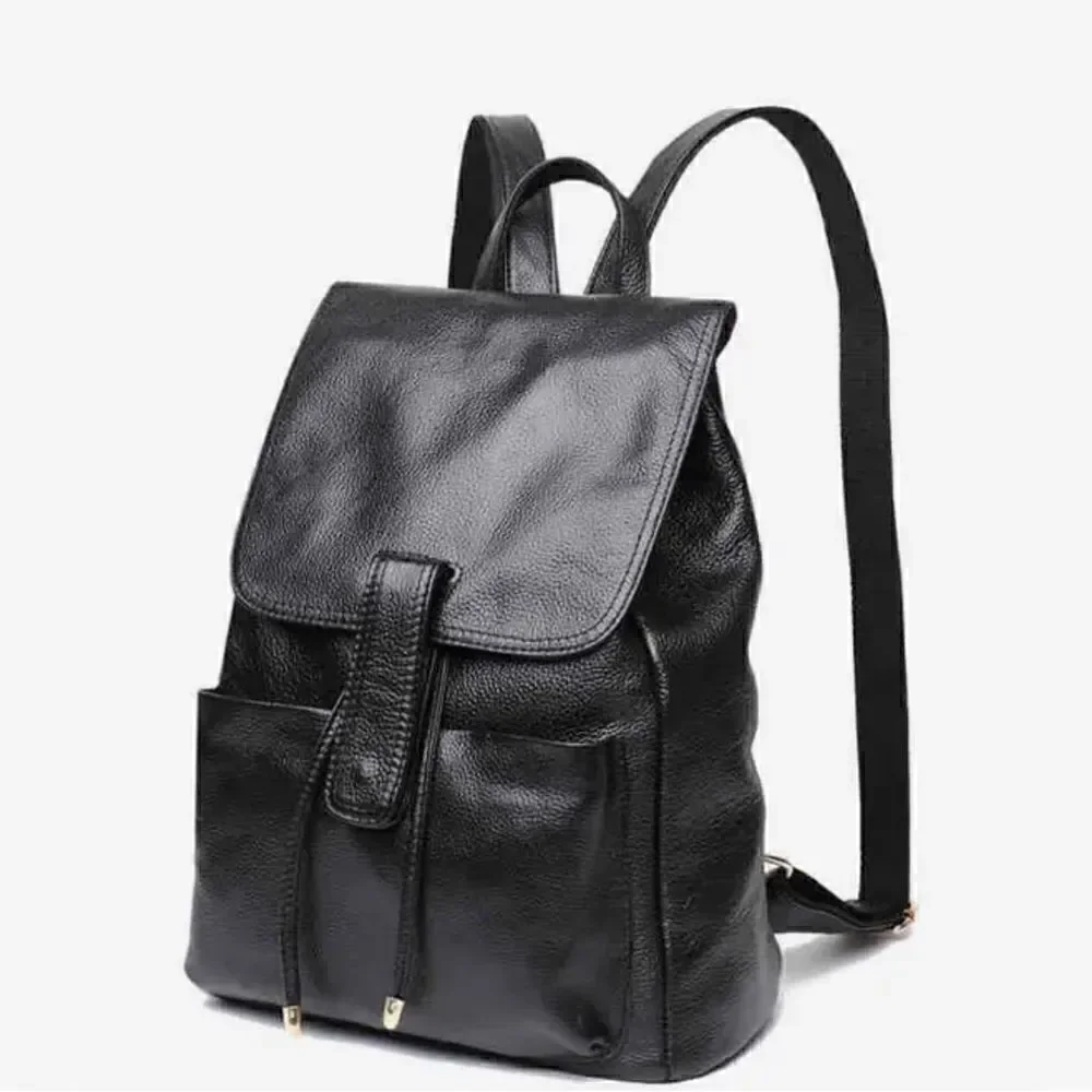 BACKPACK BLACK PEBBLE LEATHER SCHOOL WORK OFFICE TRAVEL